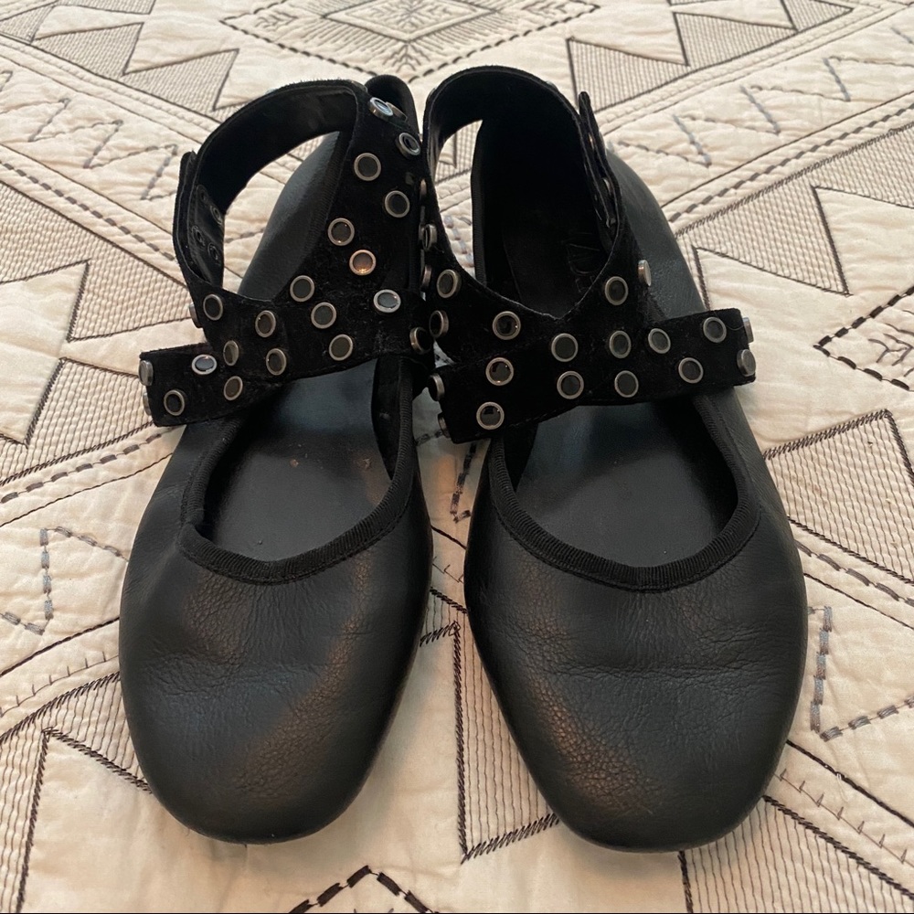M4DE Black Gromet Ballet Flats